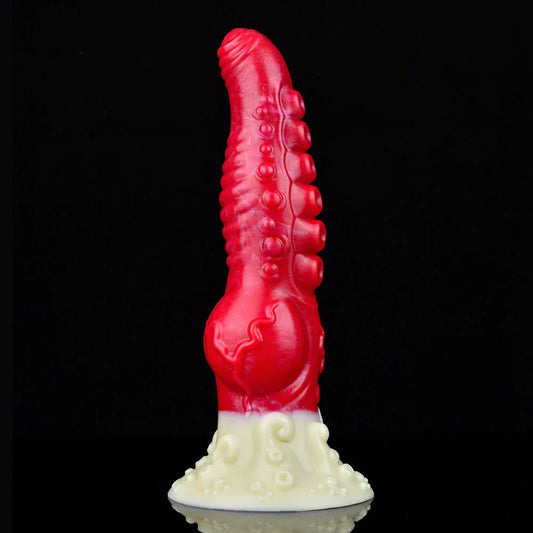 Red 9 Inch Silicone Soft Tentacle Dildo with Knot -- 59.99 -