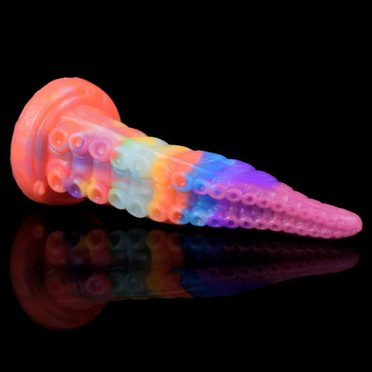 Rainbow Glow In The Dark Tongue Tentacle Dildo -- 46.90 -