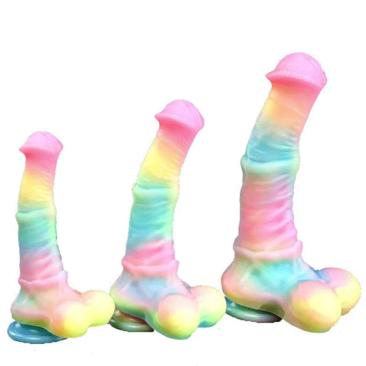 Rainbow Dildo Glow in the Dark Horse Cock -- 49.99 -