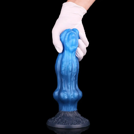 10 Inch Blue Dual Density Fantasy Dog Knotted Dildo -- 73.00 -