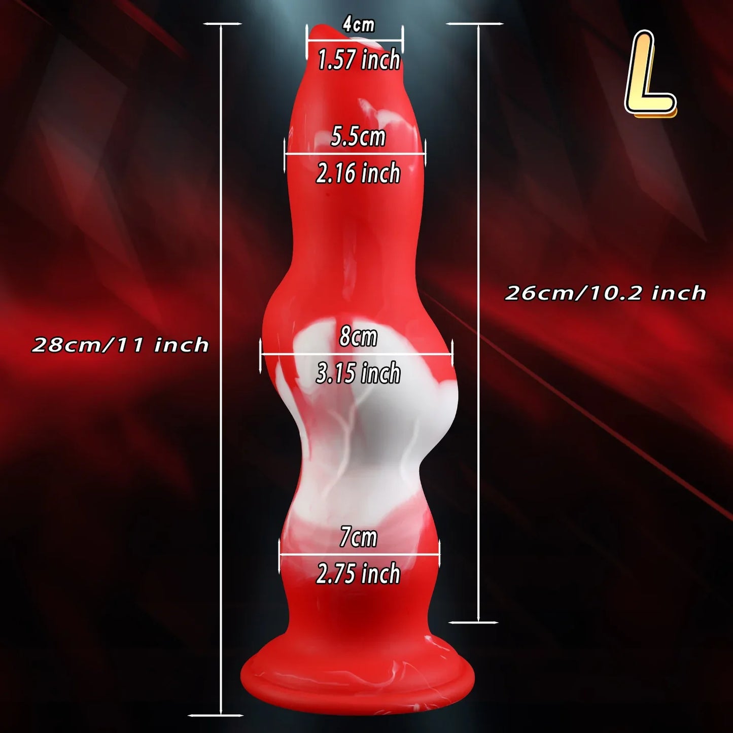 11 Inch Red Dog Knotted Dildo With Suction Cup -- 65.00 -