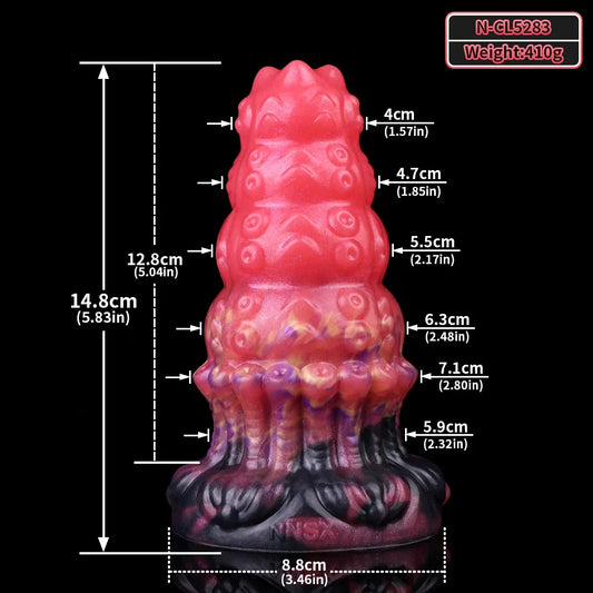 Red 5 Inch Fantasy Silicone Beaded Tentacle Dildo -- 63.00 -