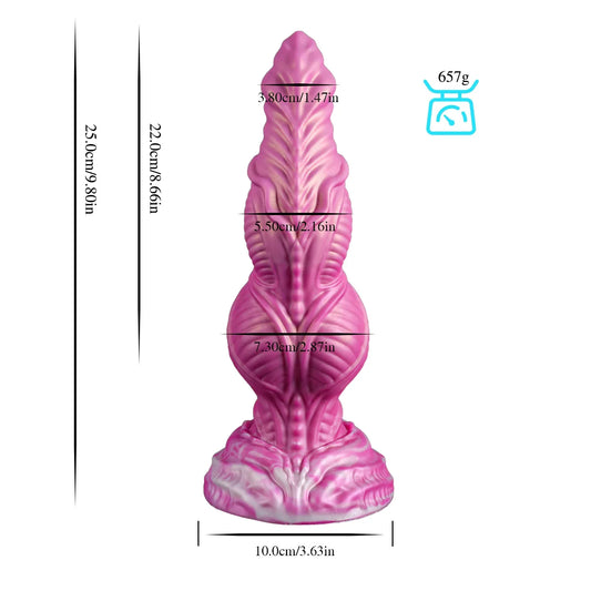9 Inch Ribbed Glow In The Dark Monster Knotted Dildo -- 73.00 -