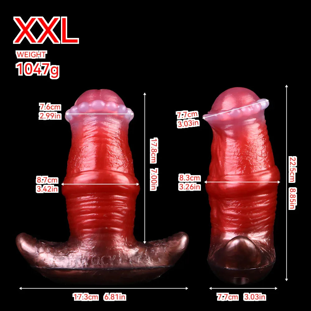 Red 8 Inch Beaded Head Anal Plug Horse Knot Dildo -- 103.00 -