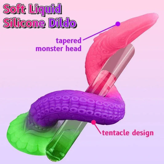 Gradient Color Long Glow In The Dark Tentacle Dildo -- 43.99 -